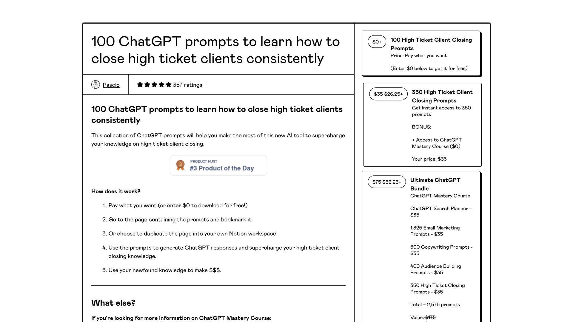 100 ChatGPT High-Ticket Prompts Bundle