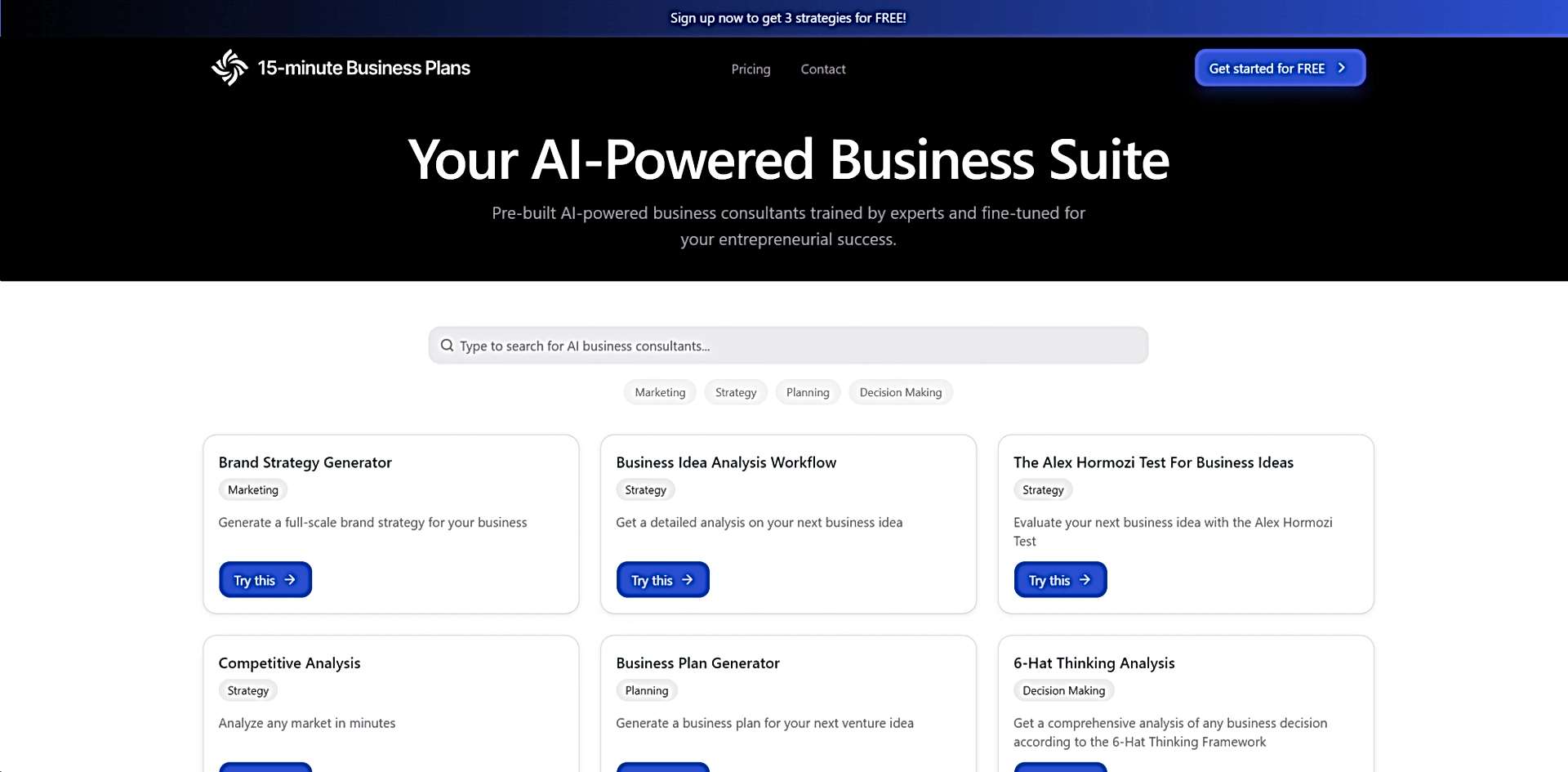 15-minute Business Plans