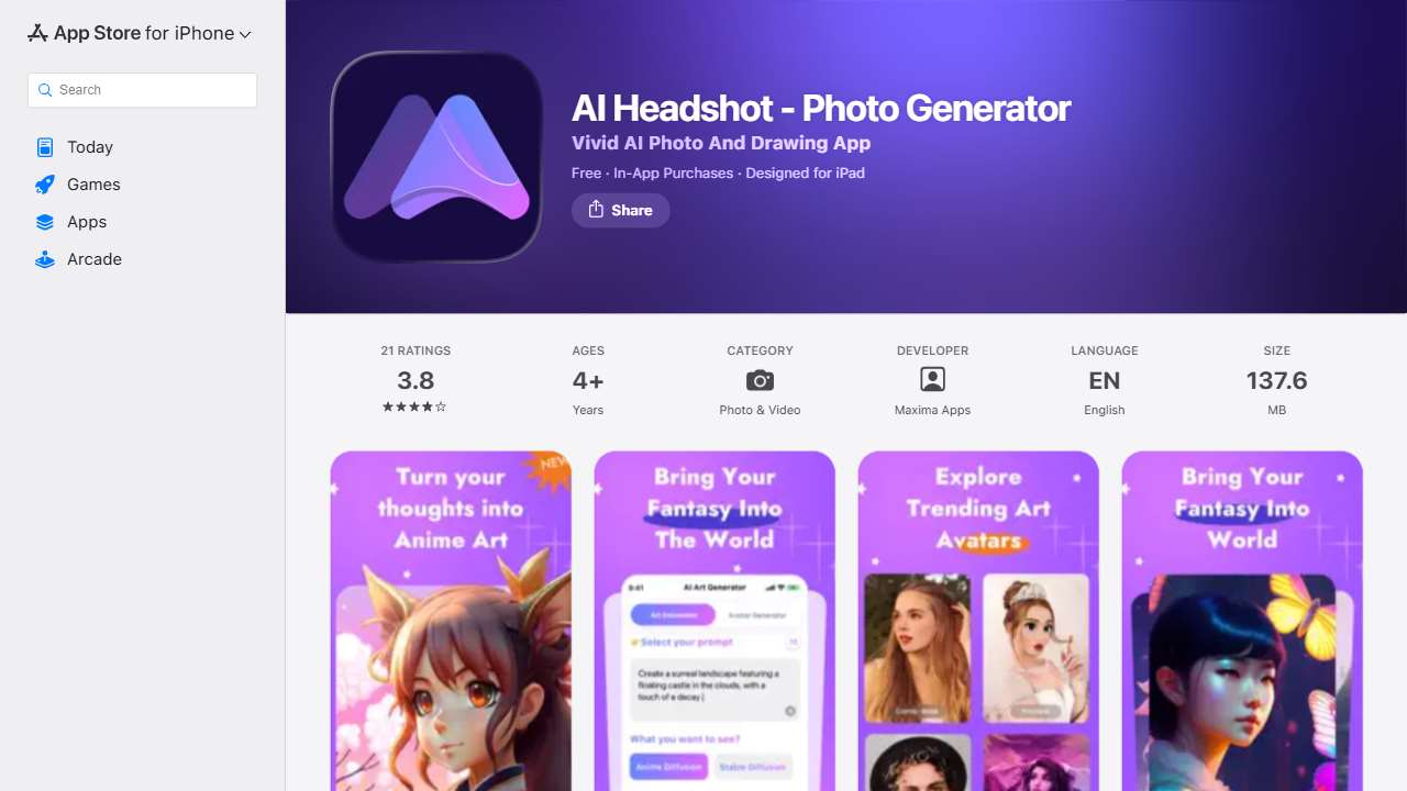 AI Portrait Generator : ArtAI