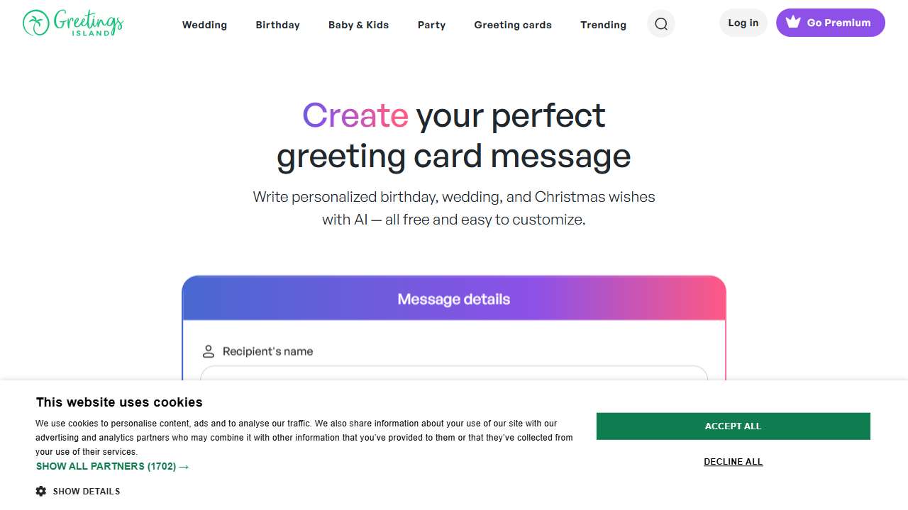 AI greeting card wishes generator