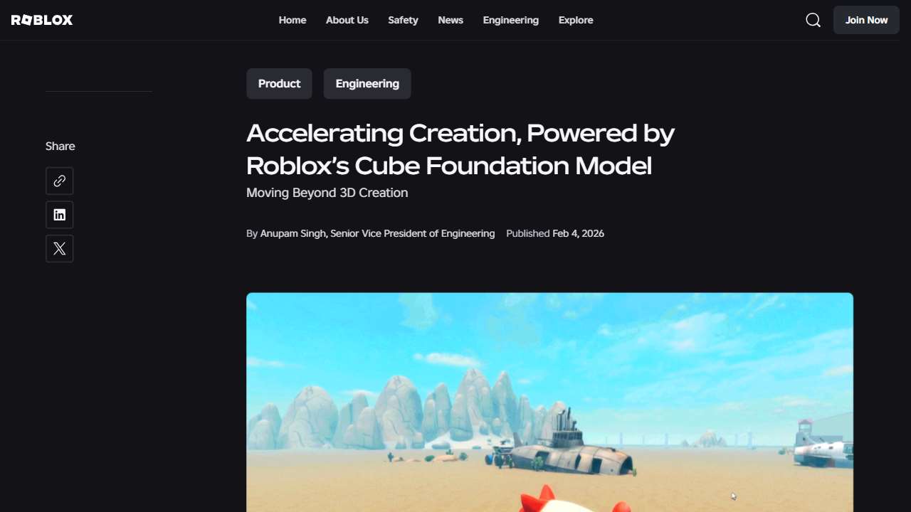 Accelerating Creation, Powered by Roblox’s Cube Foundation Model  | Roblox