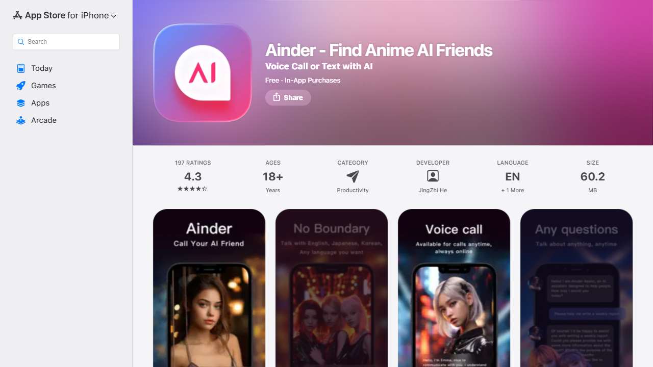 Ainder - Find Anime AI Friends