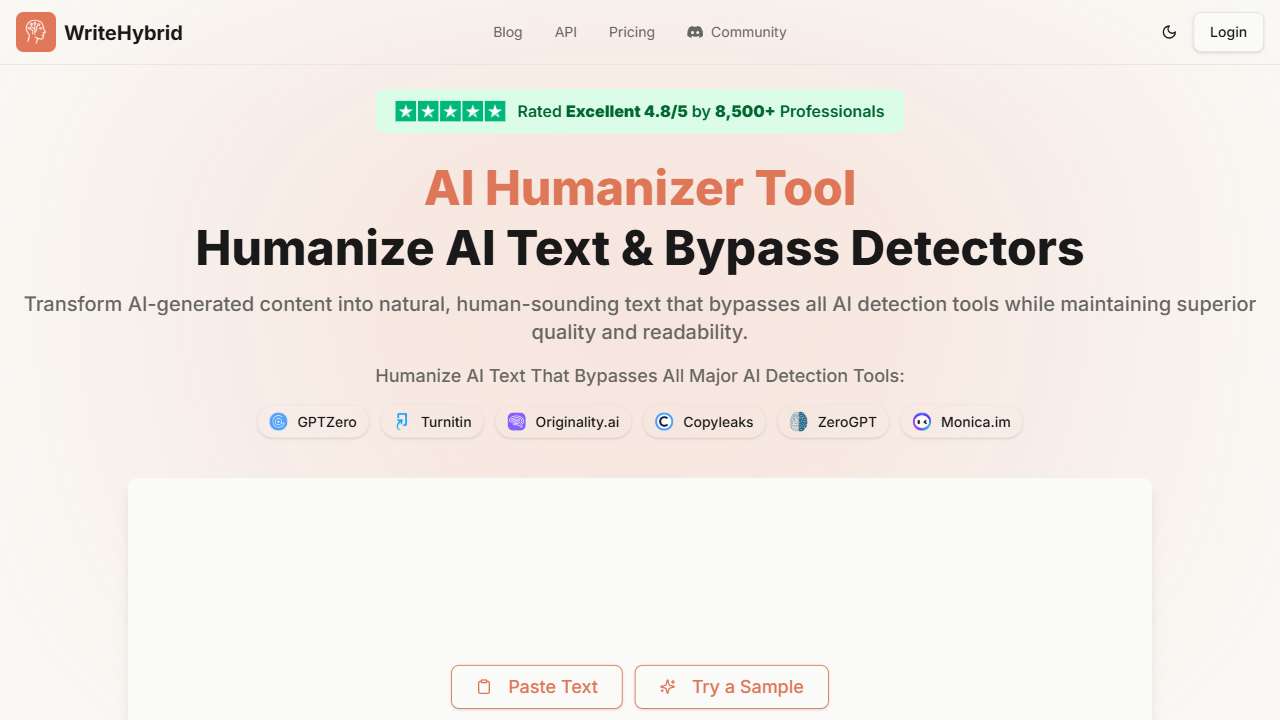 Best AI Humanizer Tool - 500 Free Words Monthly | WriteHybrid
