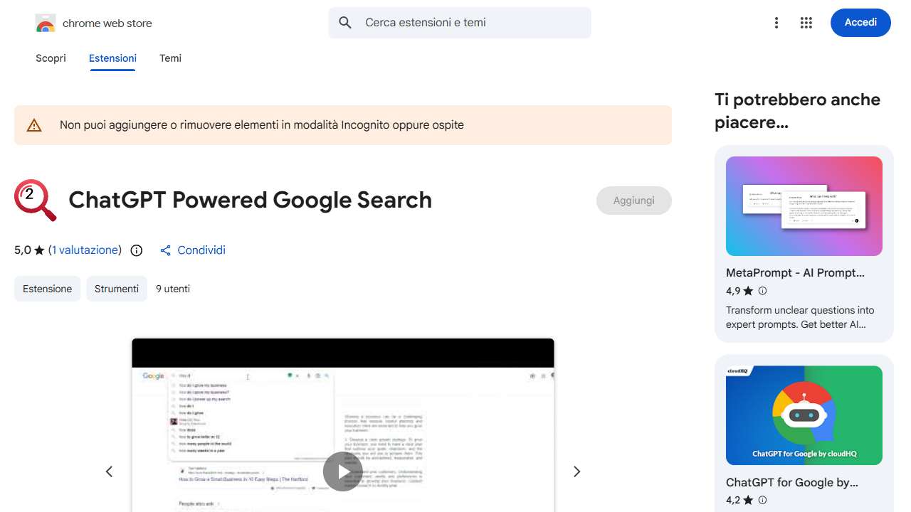 ChatGPT Search Extension