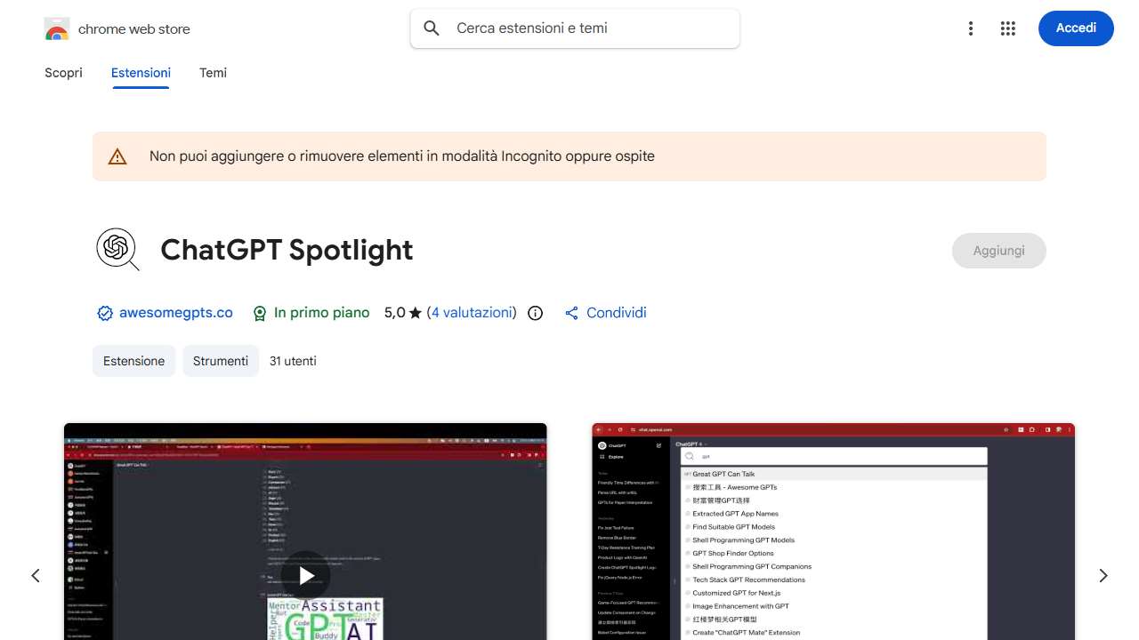 ChatGPT Spotlight Search