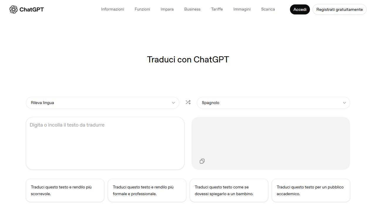 ChatGPT Translate | Veloce, naturale, oltre 40 lingue