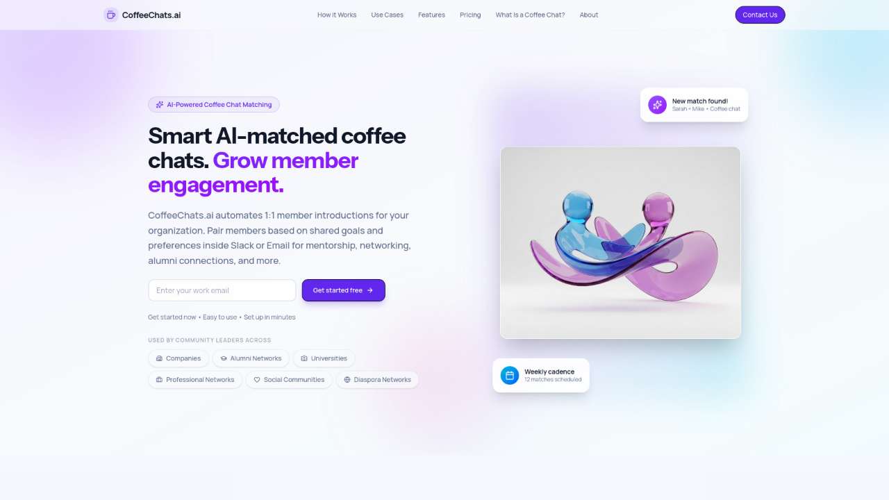 CoffeeChats.ai -  1:1 Intros for Mentorship, Employee Engagement, Communities