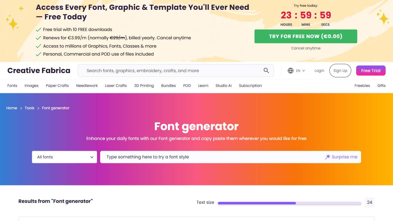 Creative Fabrica Font Generator