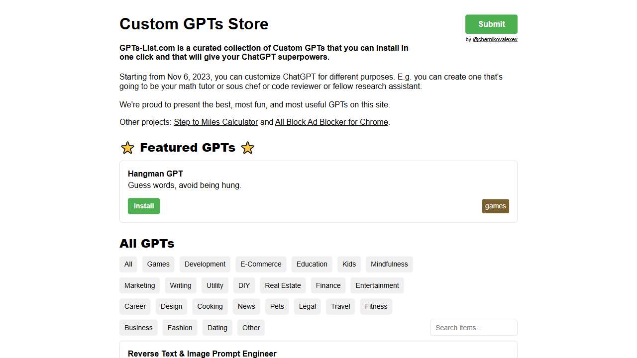 Custom GPTs Store