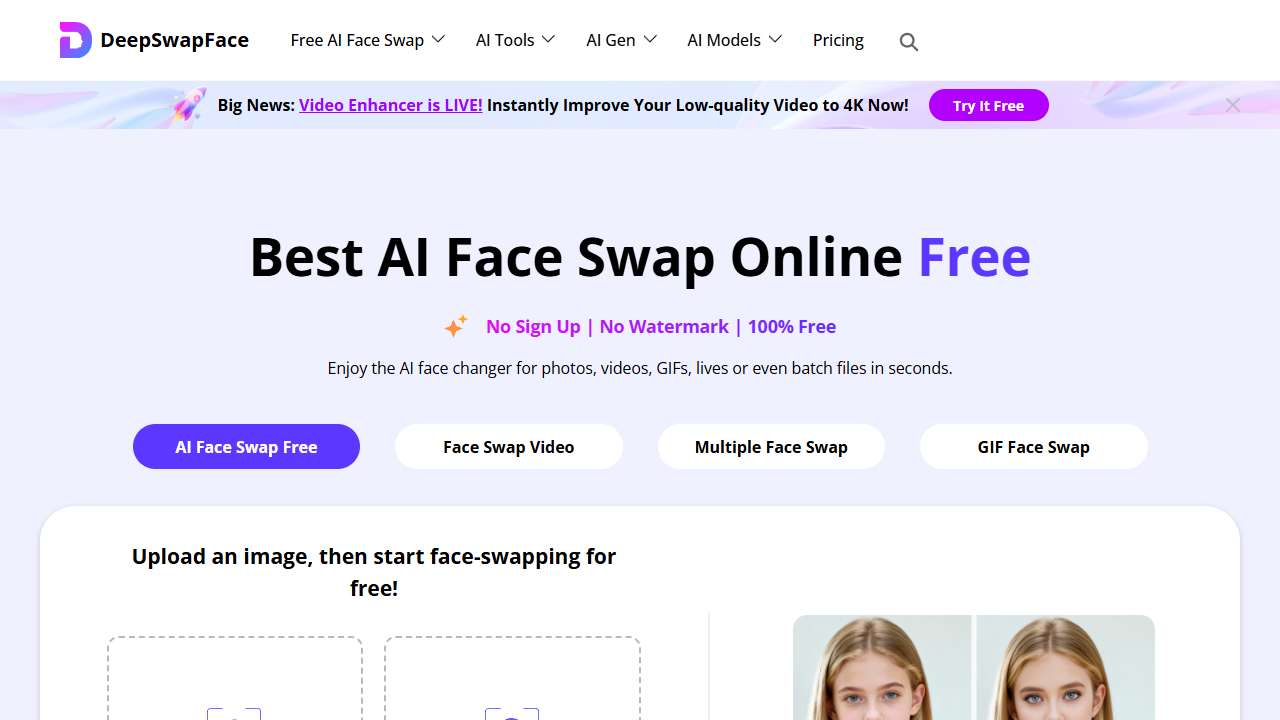 DeepSwapFace & 8211  Free AI Face Swap Tool (No Sign Up)