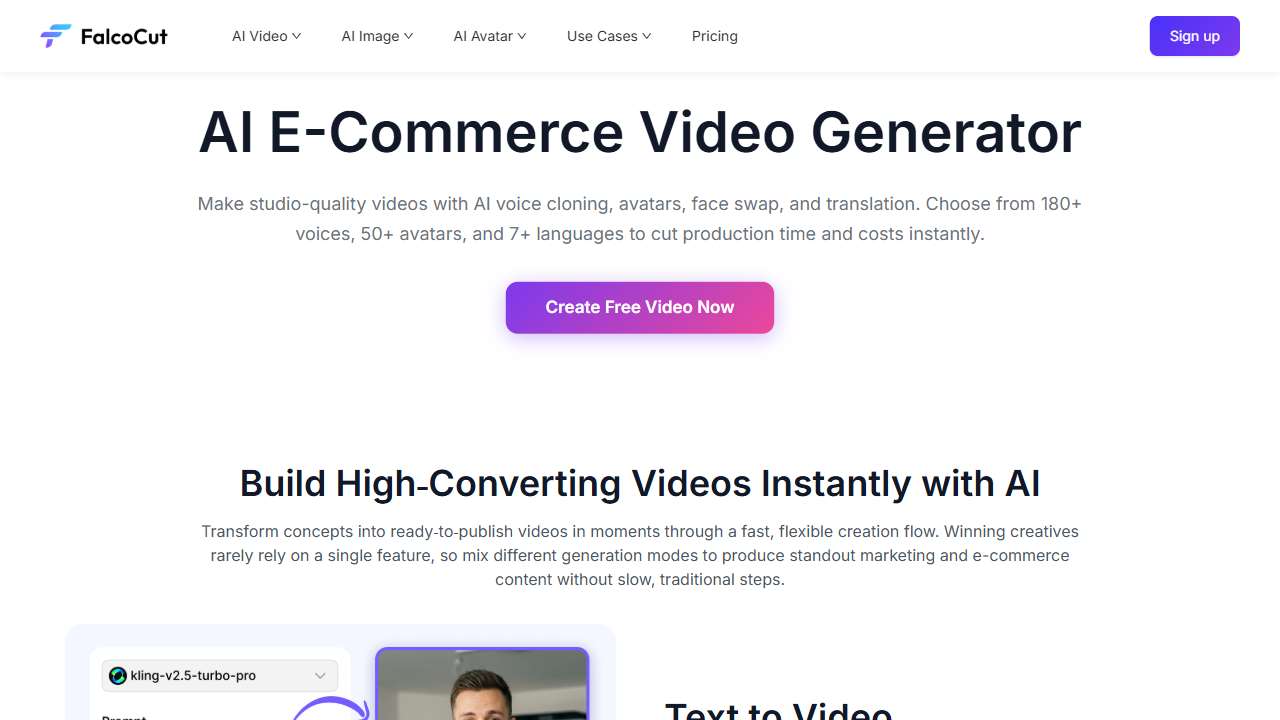FalcoCut: Best AI Video Generator for Avatars, Voice Cloning & Translation