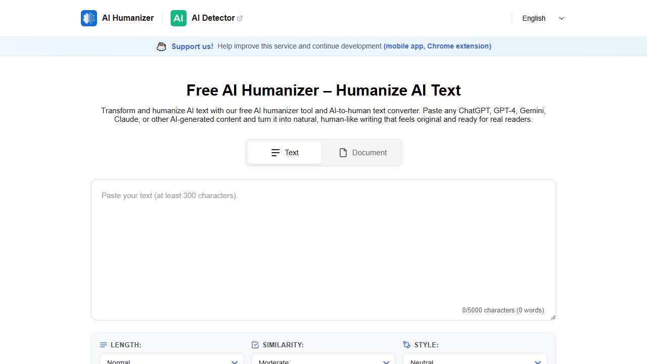 Free AI Text Humanizer & Detector