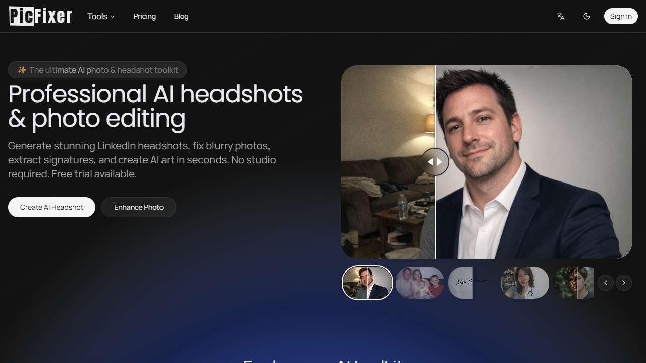 Free Online AI Photo Editor & Headshot Generator | PicFixer