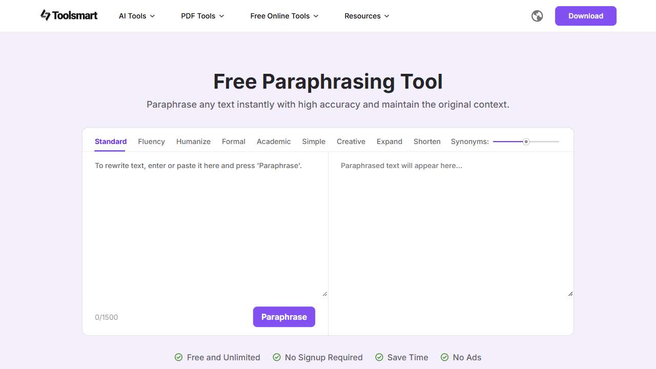 Free Paraphrasing Tool