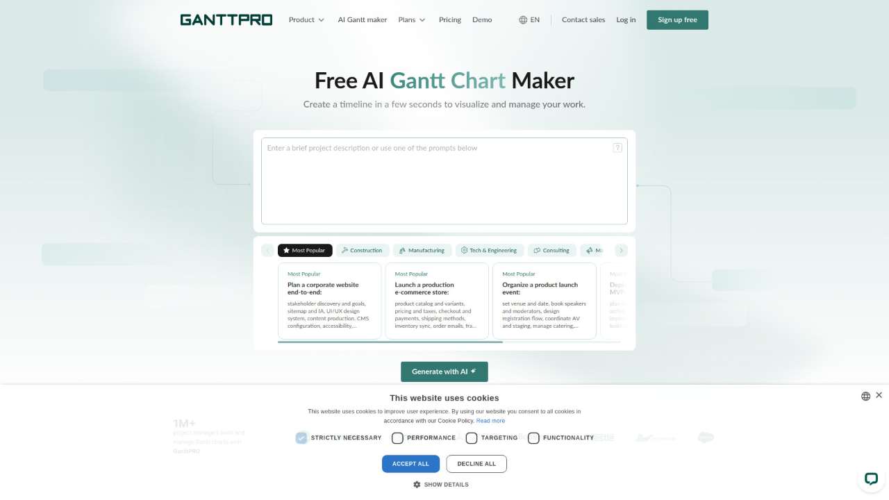 GanttPRO AI Gantt chart maker