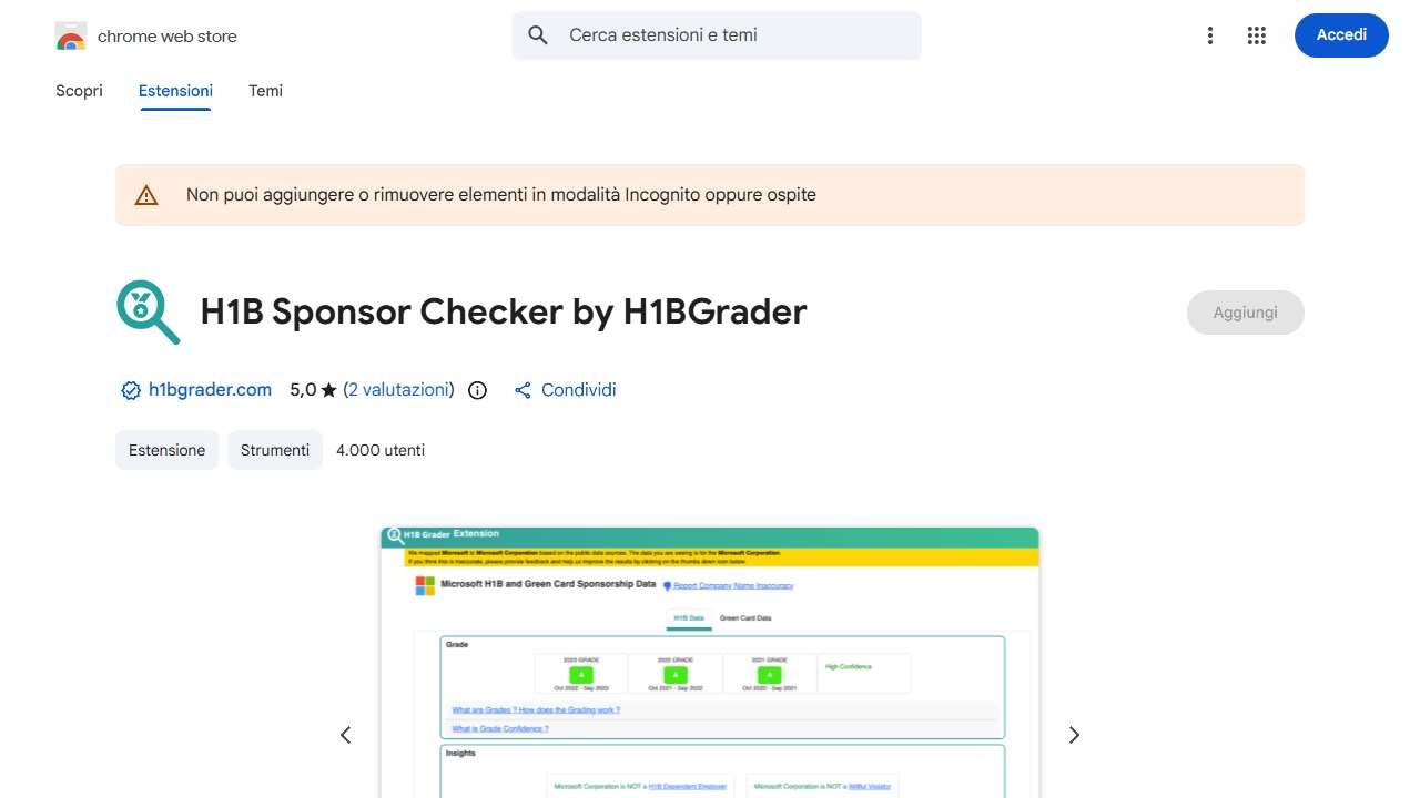 H1BGrader.com H1B Sponsor Checker Extension