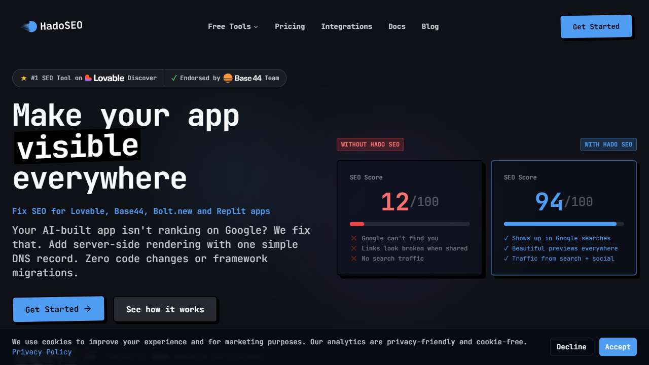 Hado SEO | Prerender.io Alternative