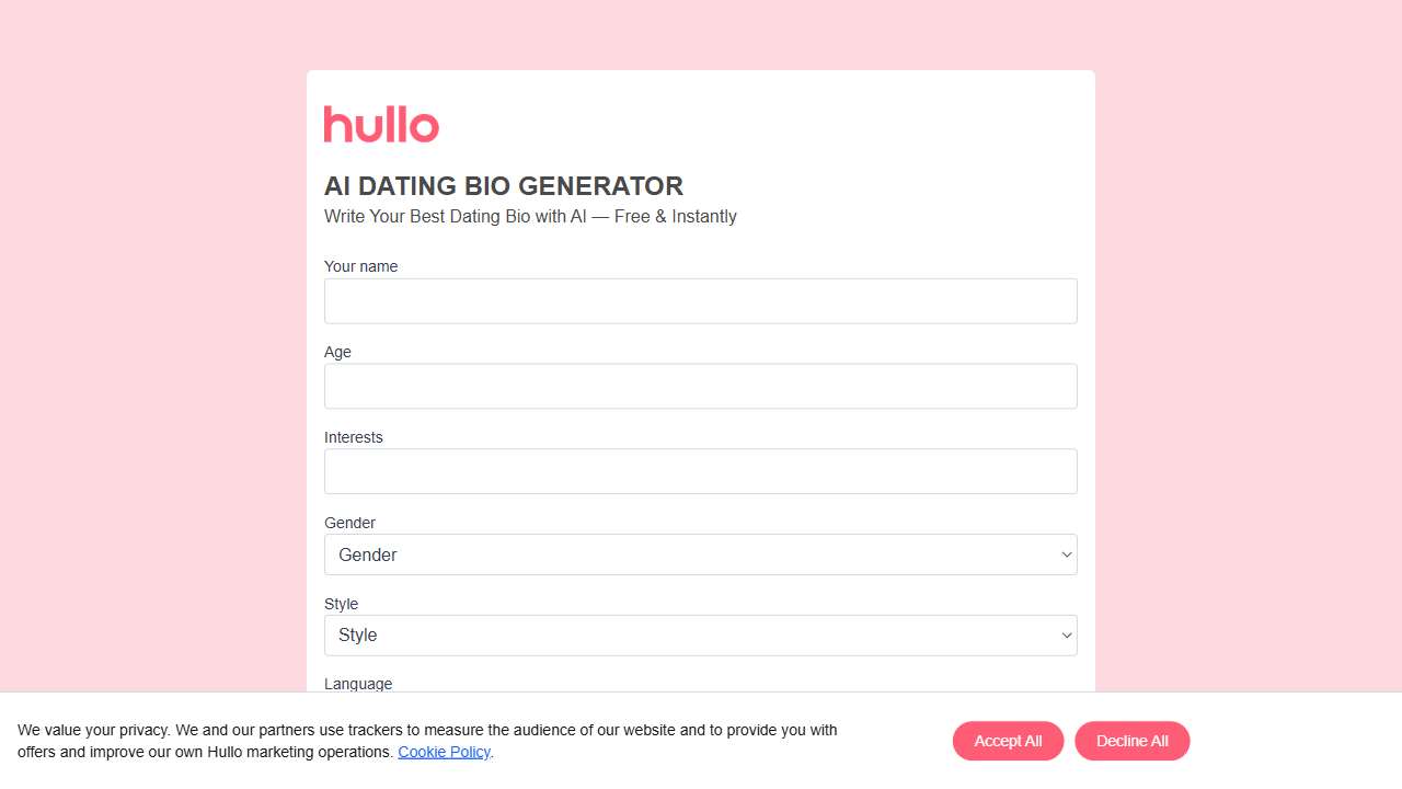 Hullo AI Bio Generator
