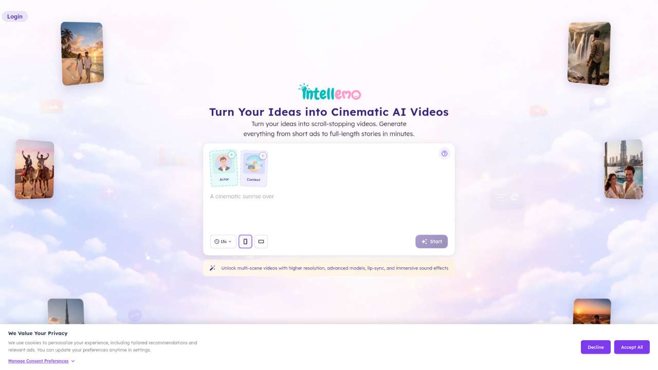 Intellemo AI video generation platform