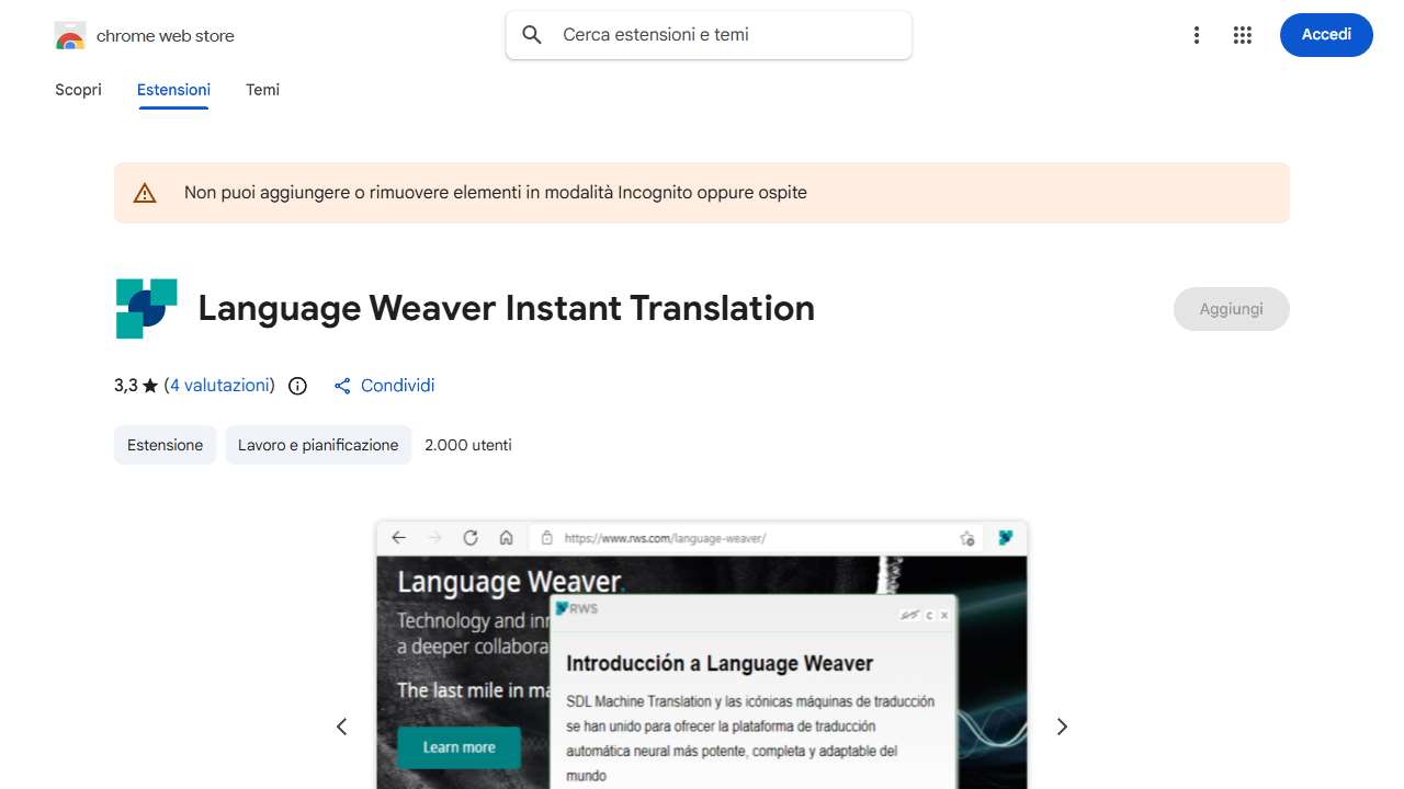 Language Weaver Instant Translation