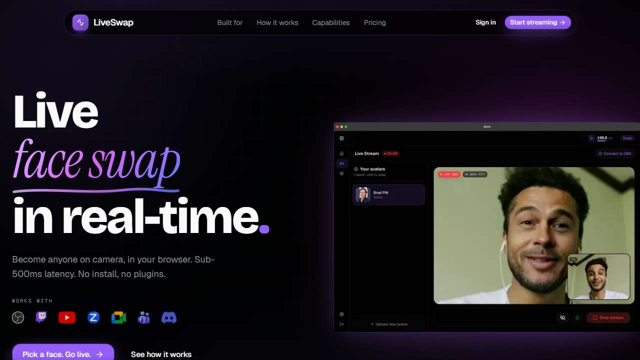 LiveSwap — Live Face Swap for Webcam, Streaming & Real-Time Video