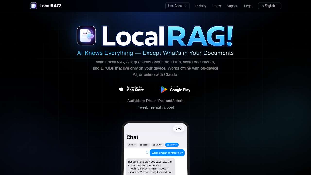 LocalRAG! — AI PDF Chat & Summarizer App for iPhone, iPad & Android