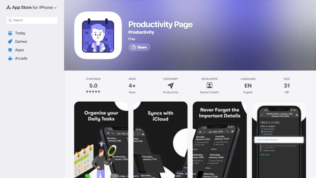 Productivity Page
