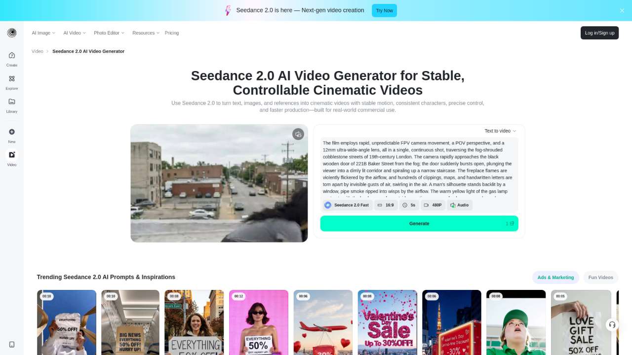 Seedance 2.0 AI Video Generator on insMind