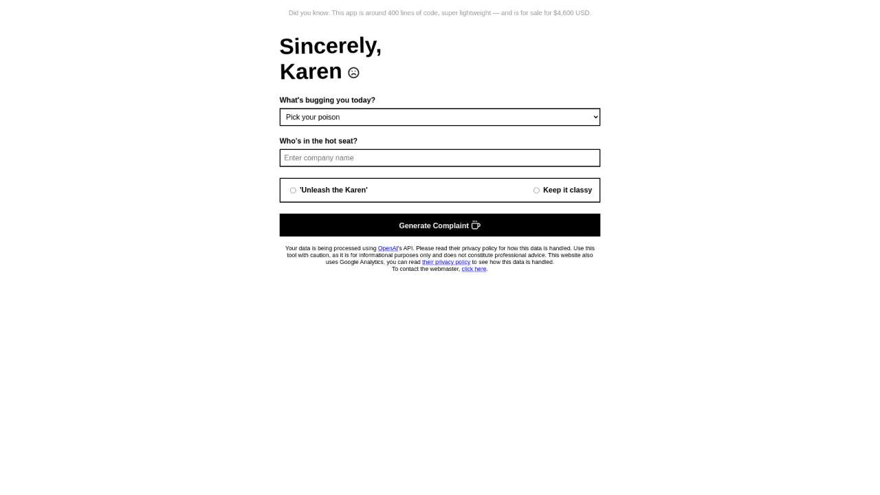 Sincerely Karen
