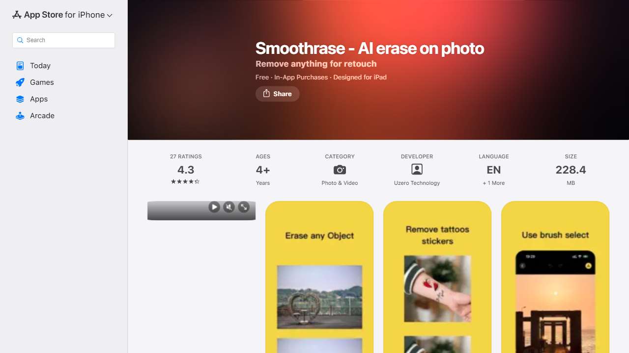 Smoothrase - AI erase on photo