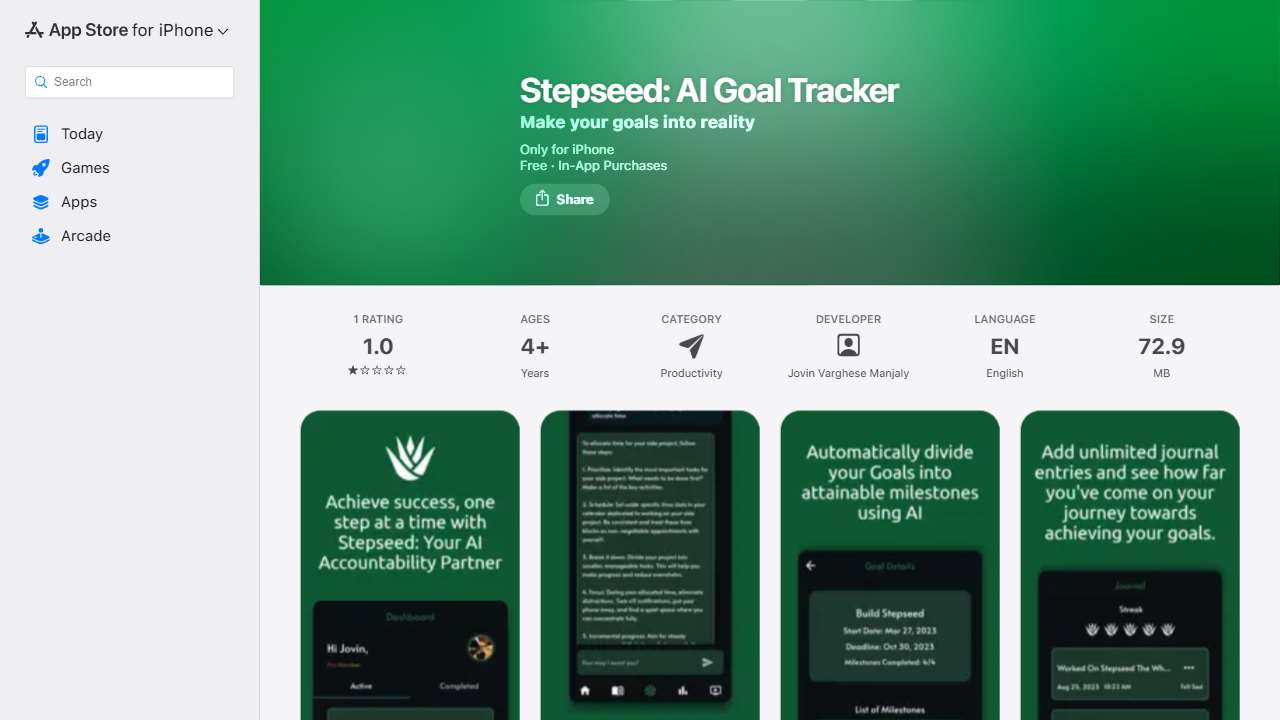 Stepseed: AI Goal Tracker