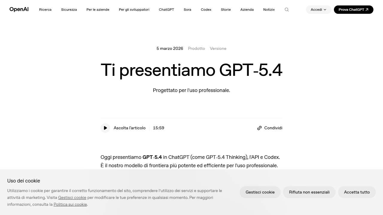 Ti presentiamo GPT-5.4