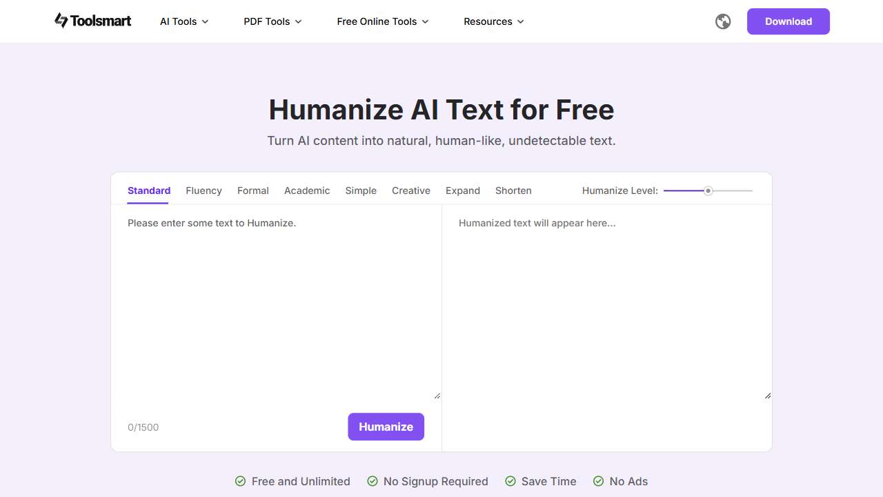 Toolsmart Free Humanize AI
