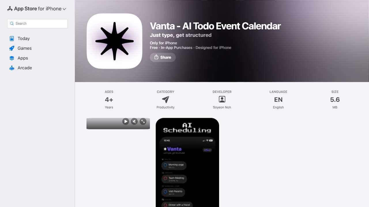 Vanta - AI Todo Event Calendar