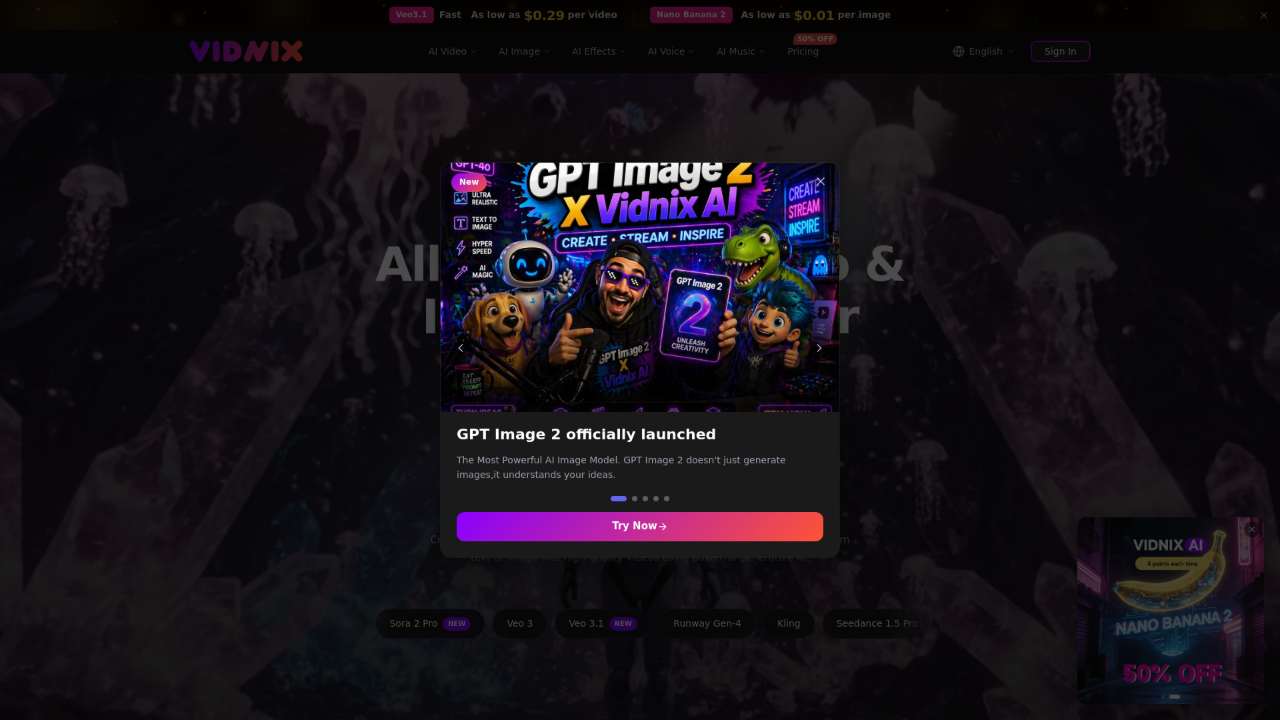 Vidnix.ai-The most cheapest of AI Video Generator