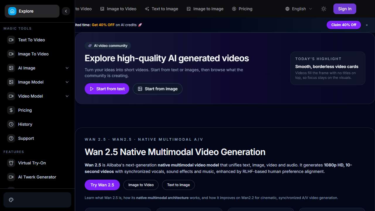Wan AI & 8211  AI Video Generator | Text to Video | Image to Video | Voiceover Creation