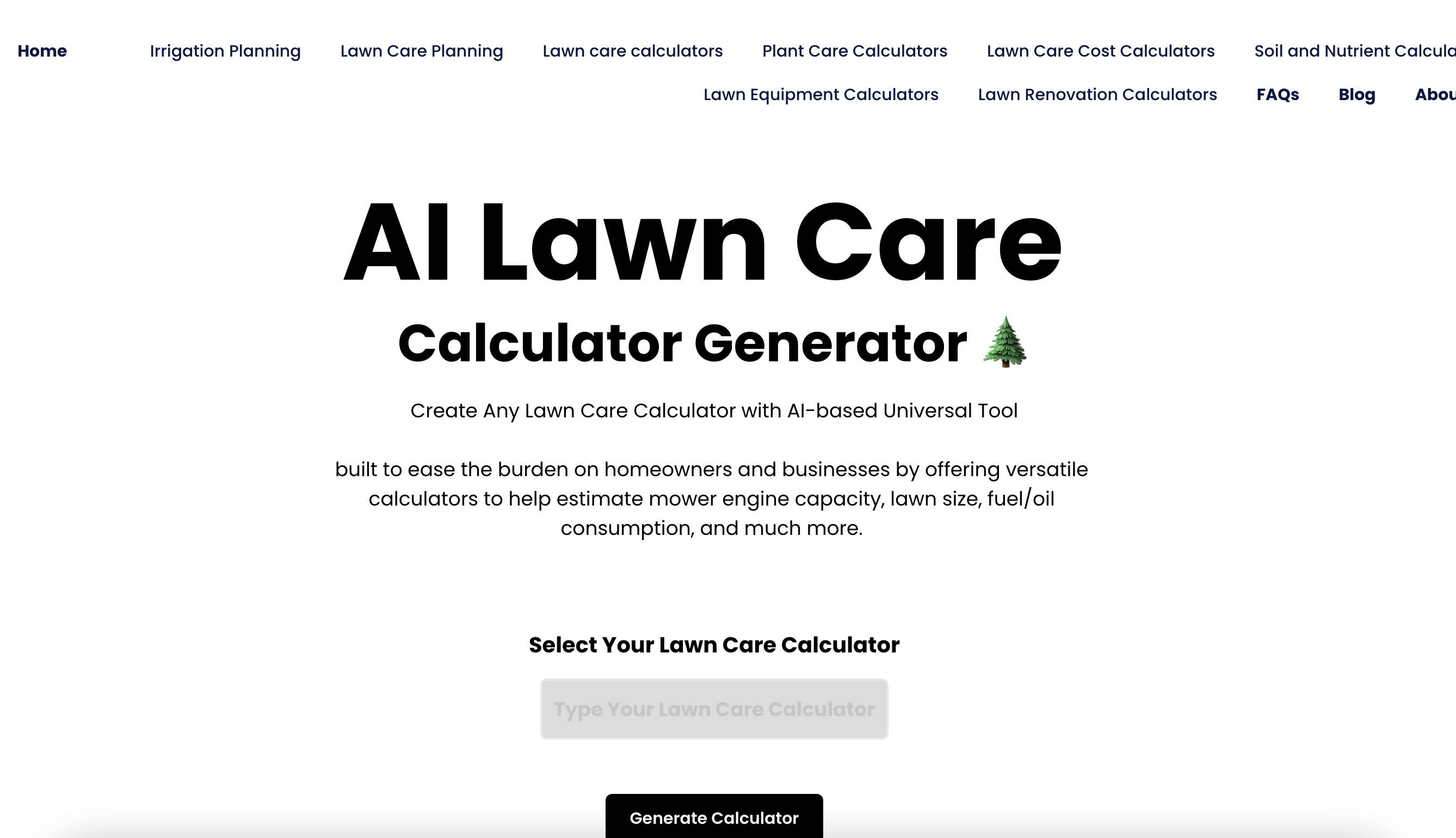 AI Lawn Care Calculator Generator
