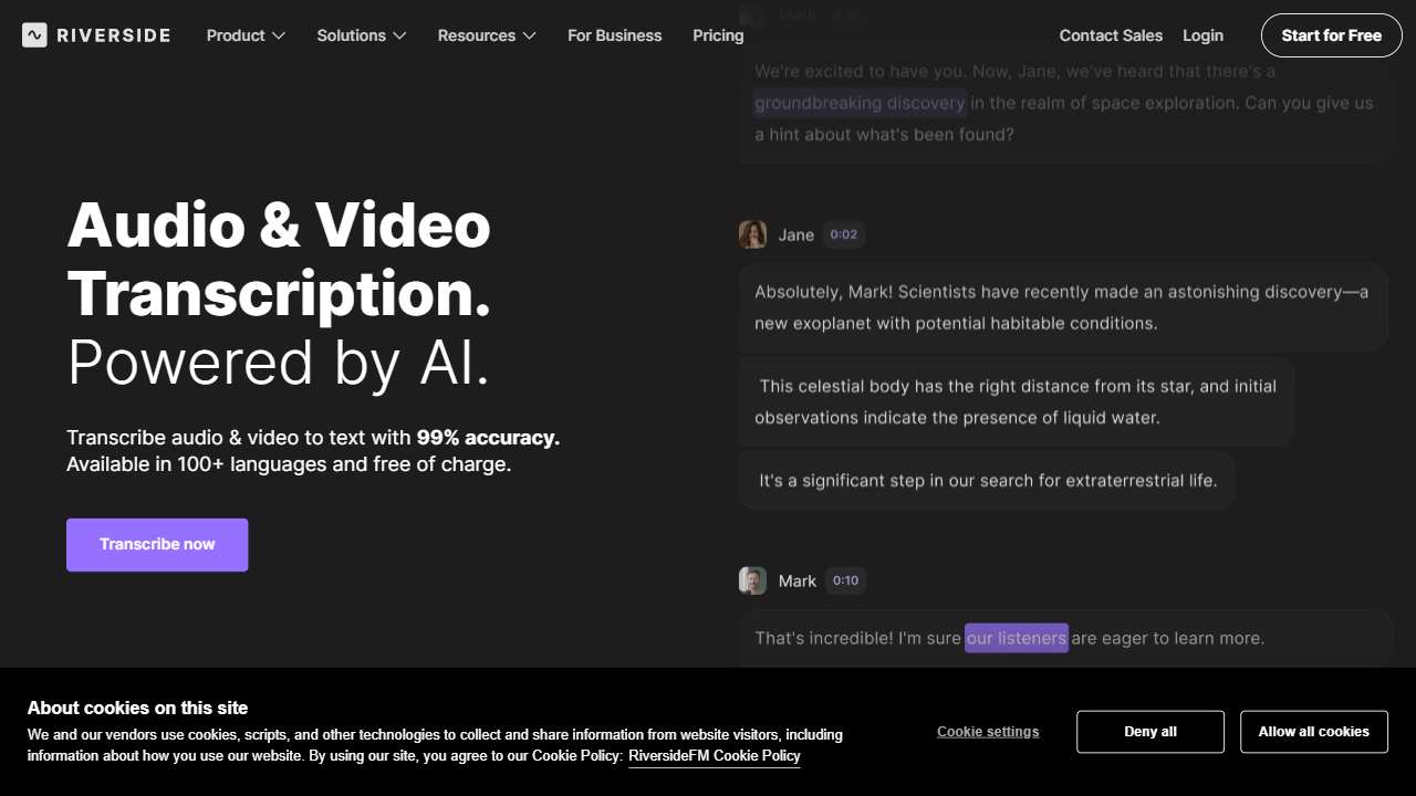 AI Transcription by Riverside