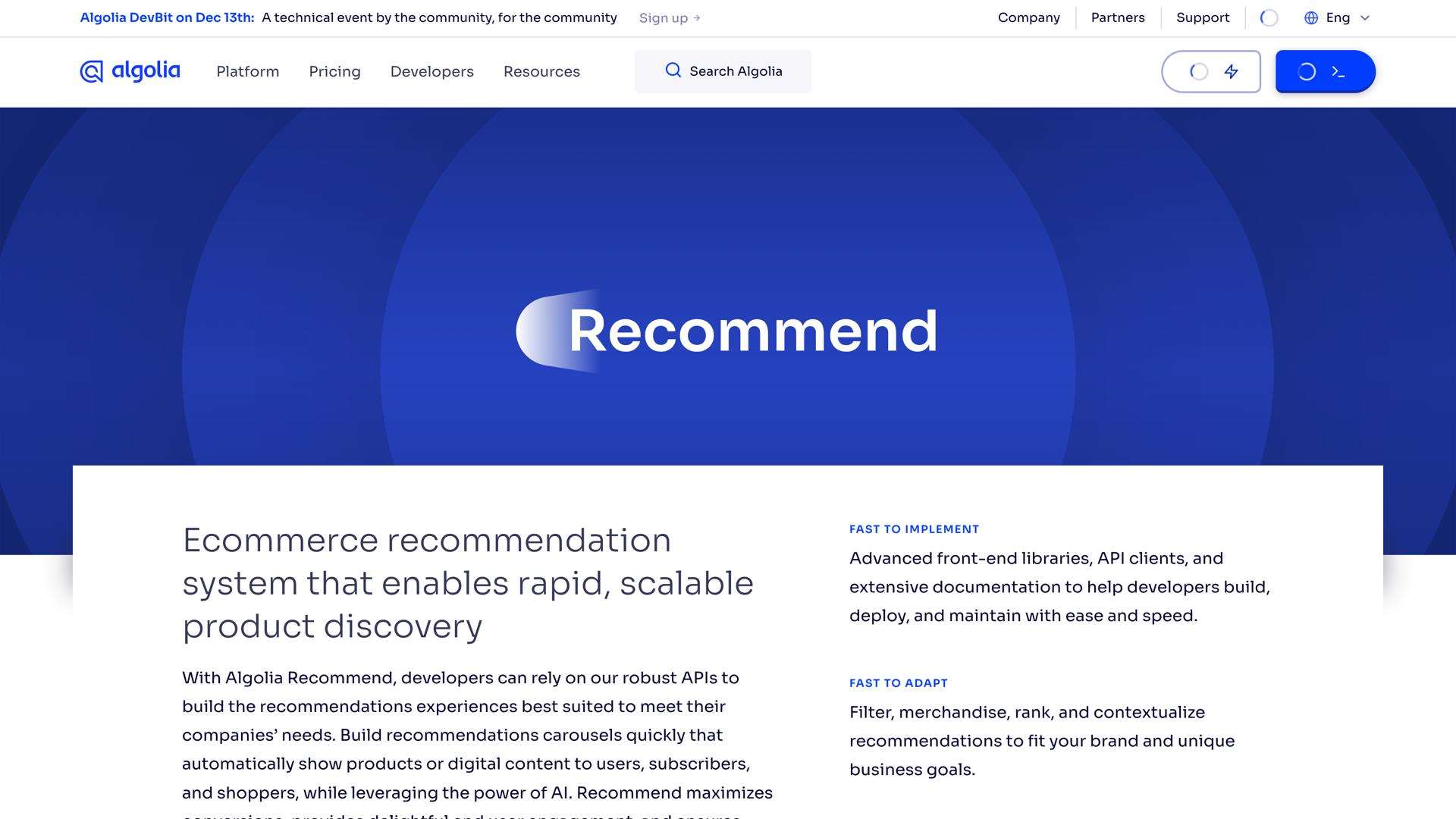 Algolia Recommend