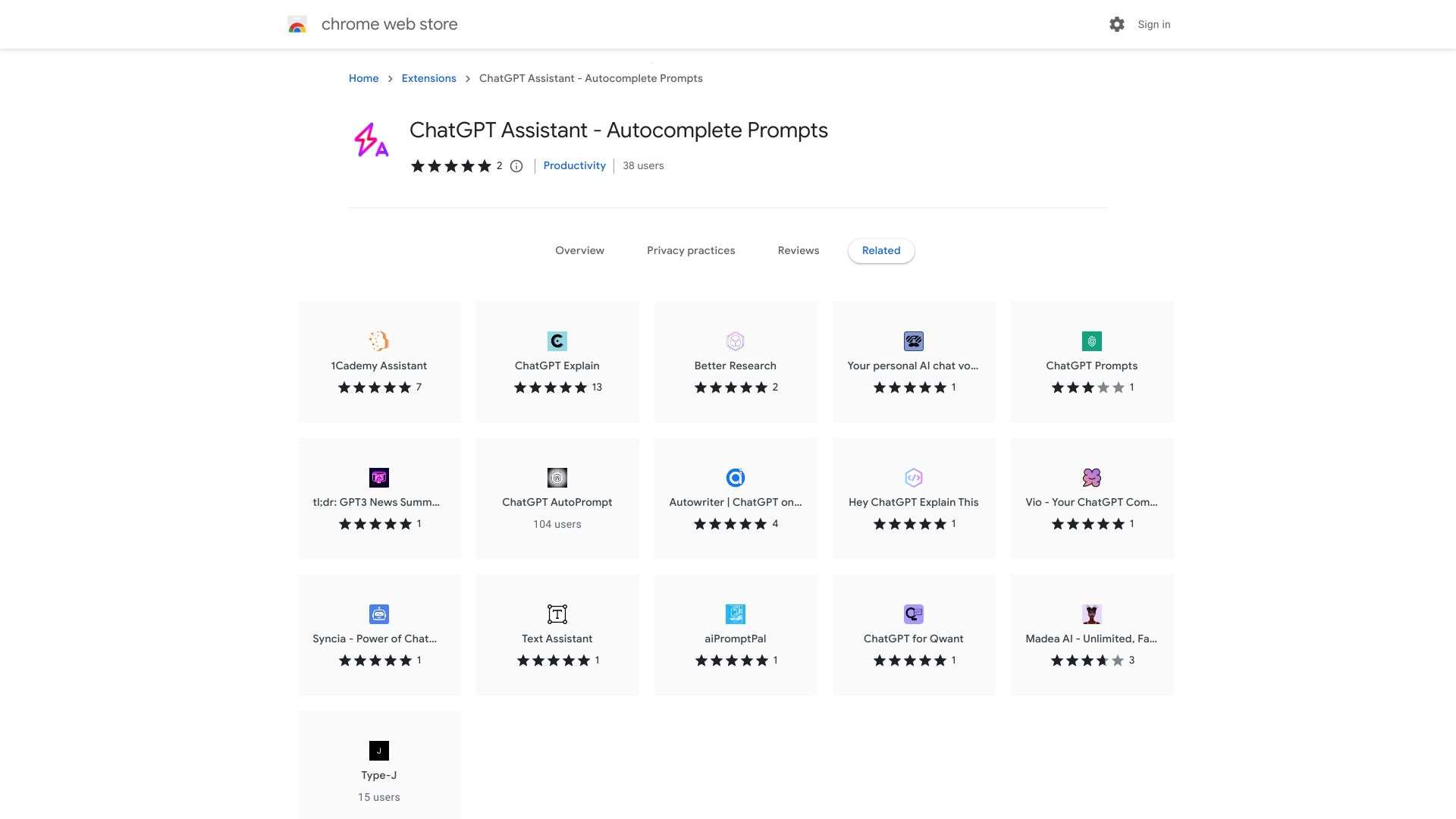 ChatGPT Assistant - Autocomplete Prompts