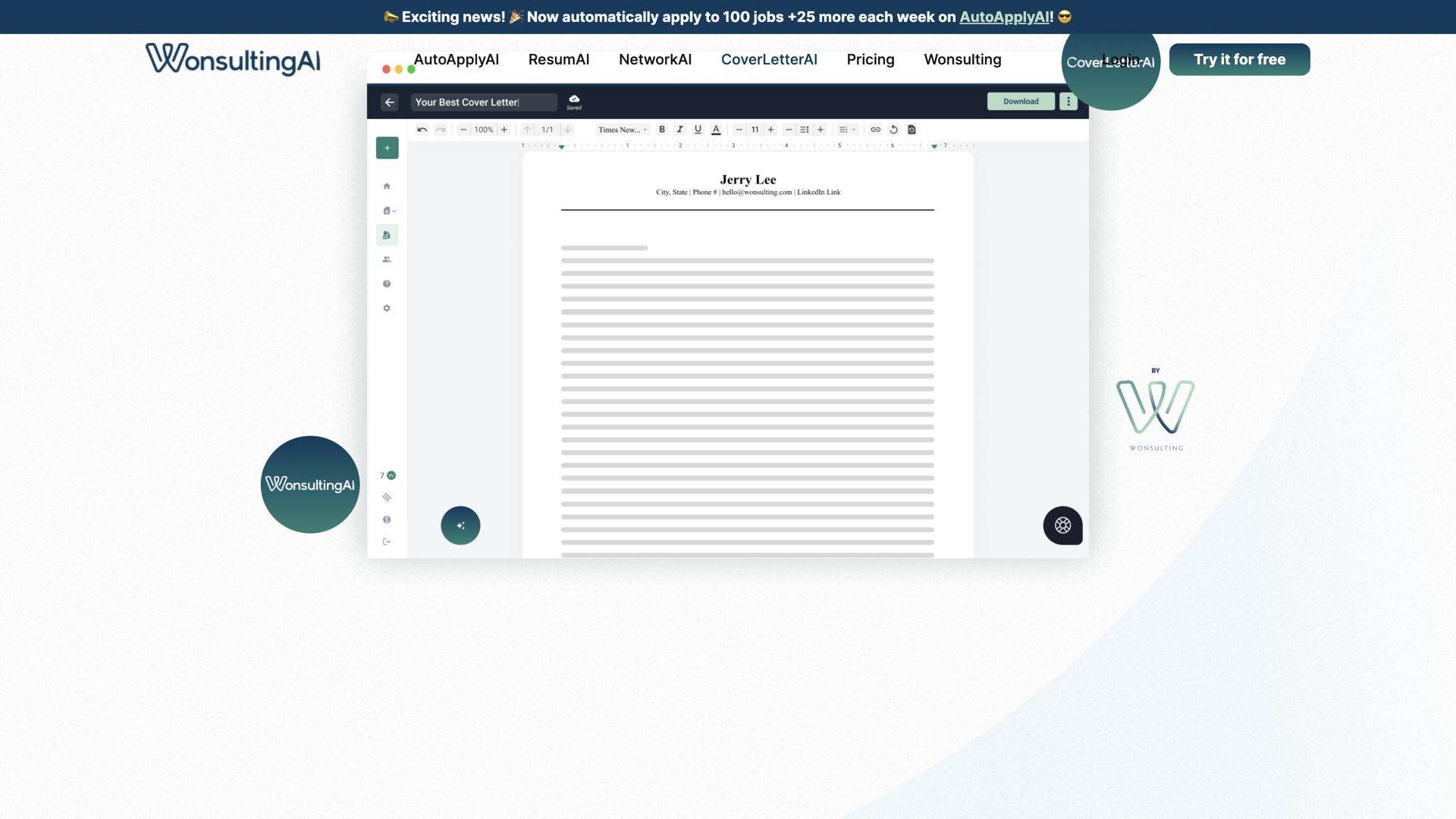 CoverletterAI by Wonsulting