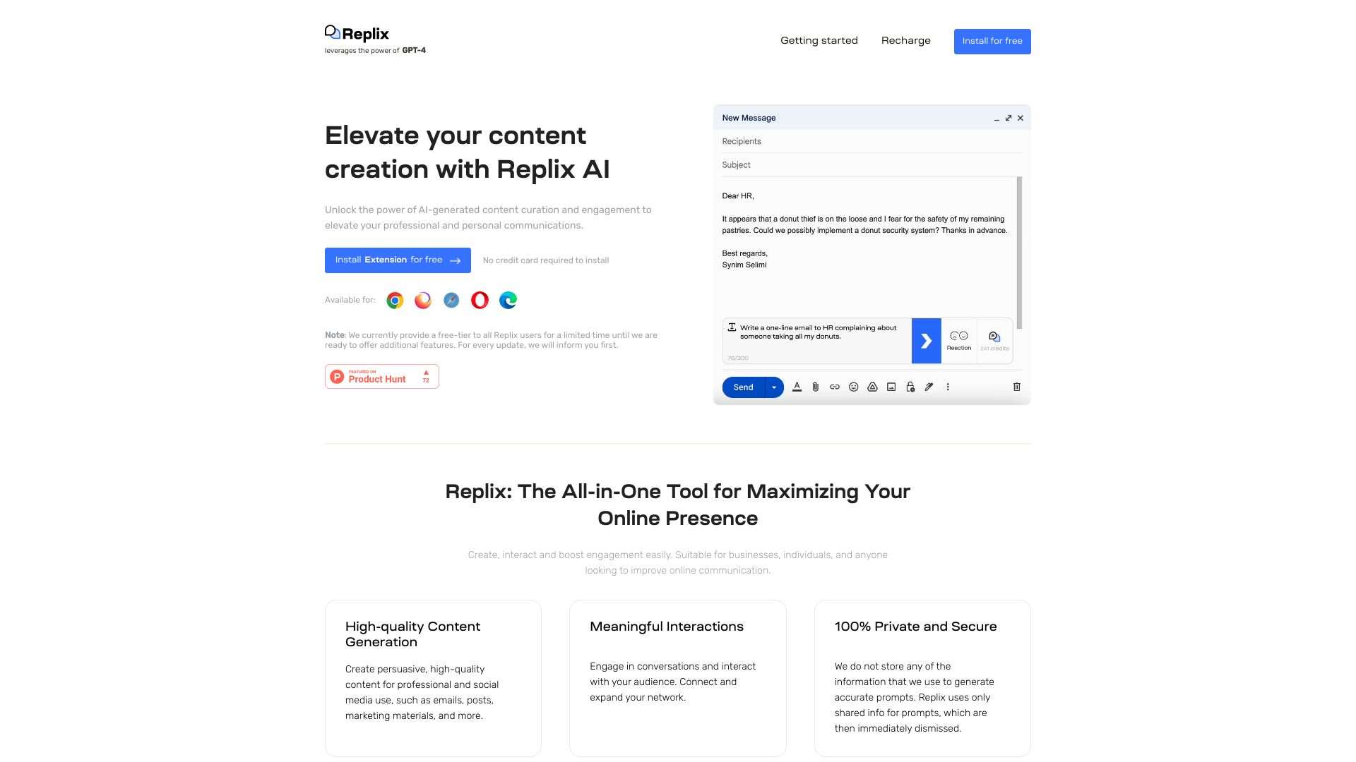 Emails, replies and posts with GPT-4