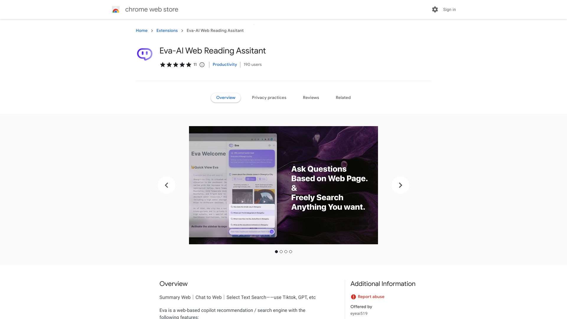 Eva AI Web Reading Assitant