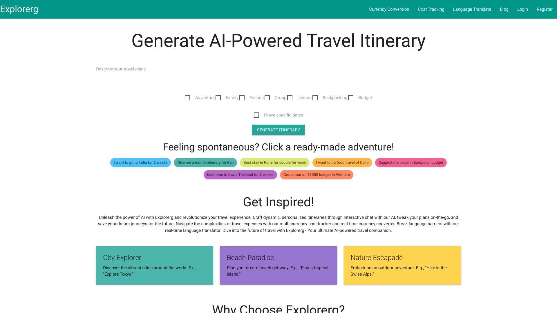 Explorerg - Discover, Plan Your Journeys