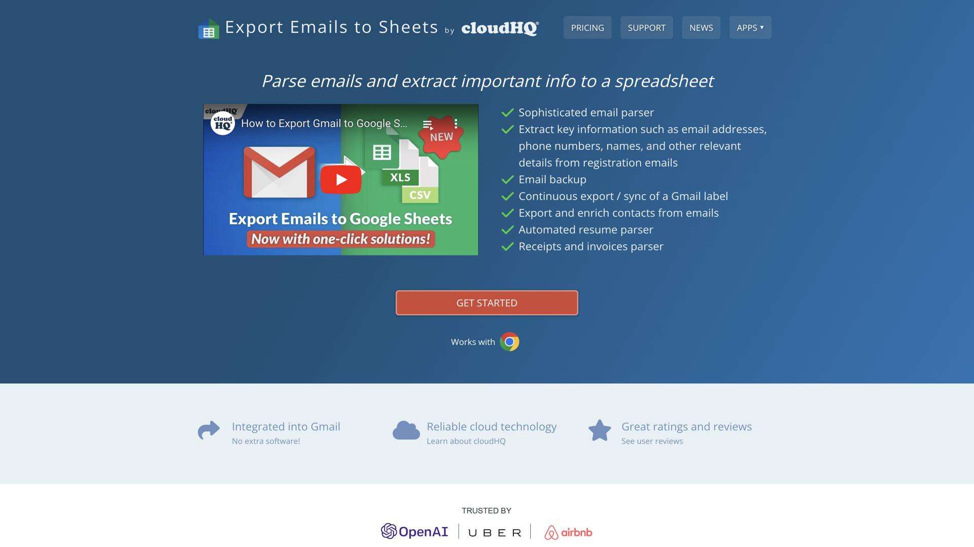 Export Emails to Sheets by cloudHQ
