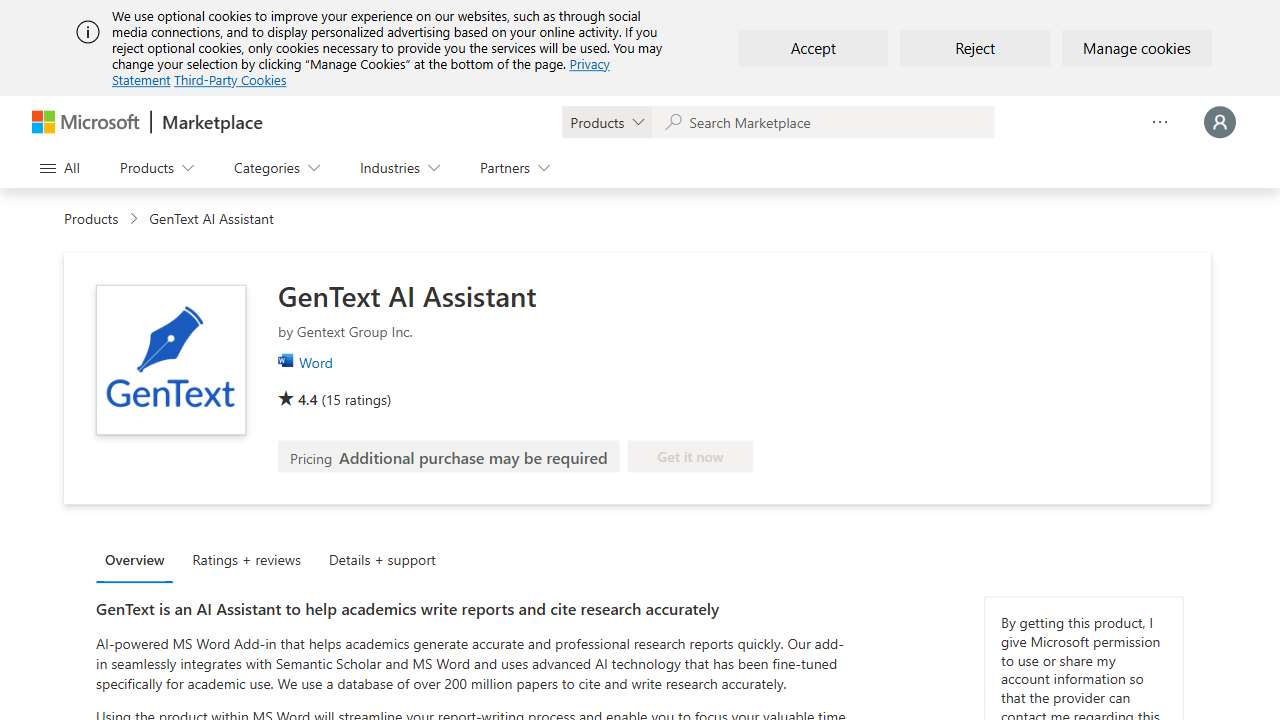 GenText AI Assistant for MS Word