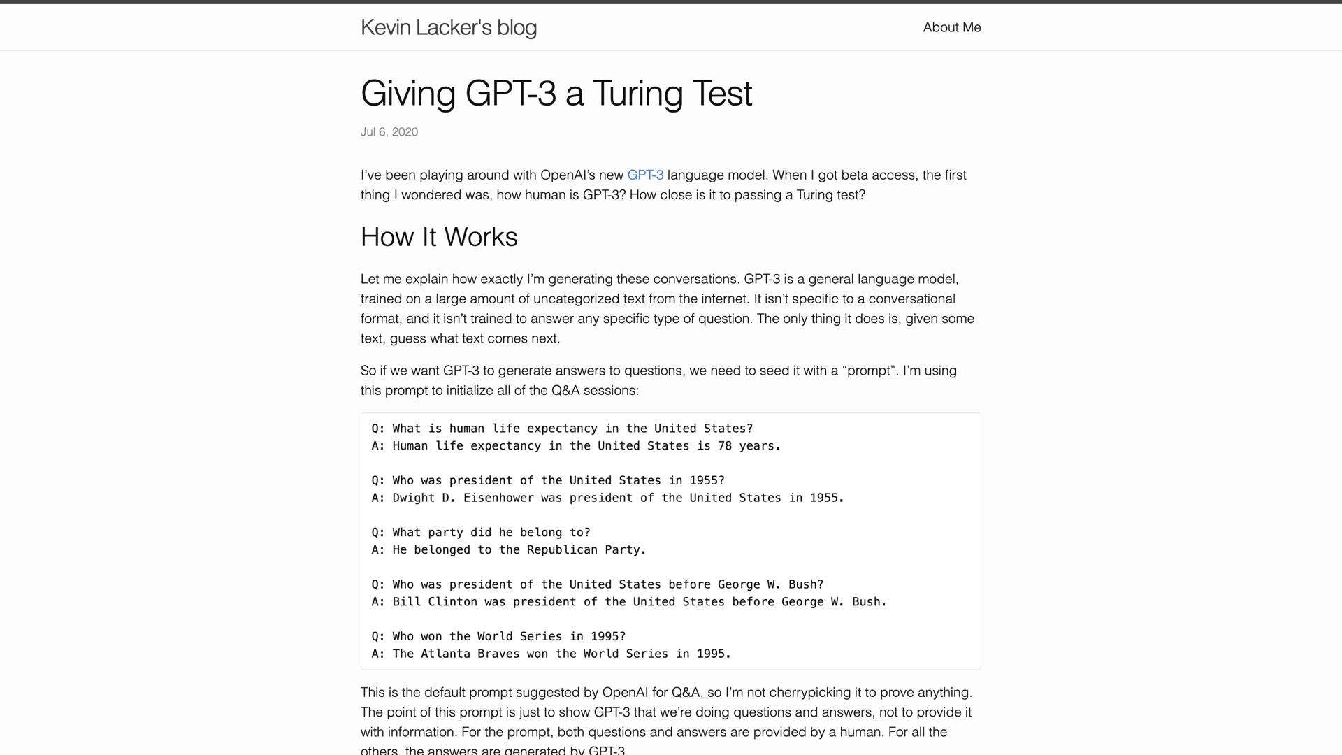 Giving GPT-3 a Turing Test