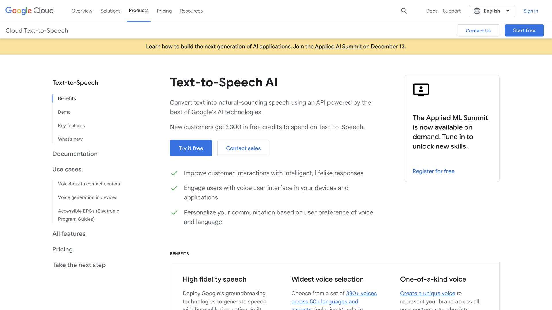 Google Cloud Text-To-Speech