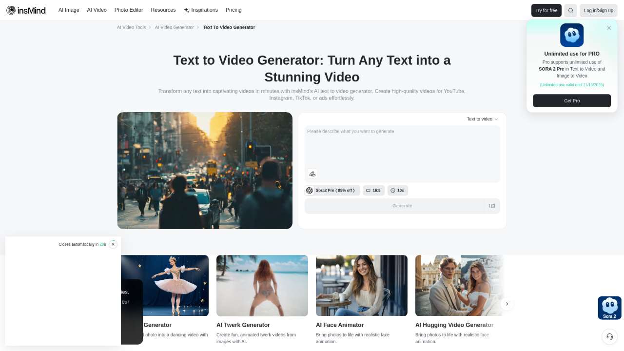 insMind Text to Video Generator
