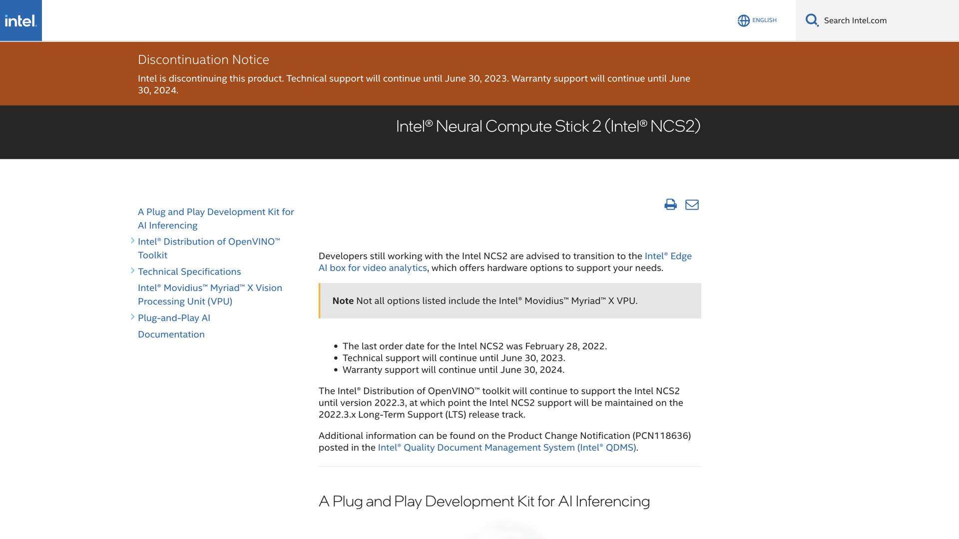 Intel Movidius Neural Compute SDK